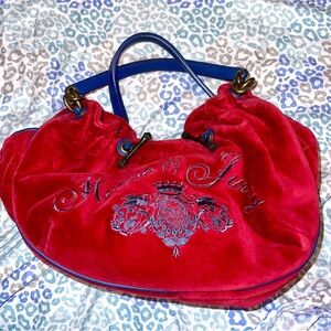 Vintage Blue Red Juicy Couture Purse Velour House of Juicy Handbag Y2K Bag